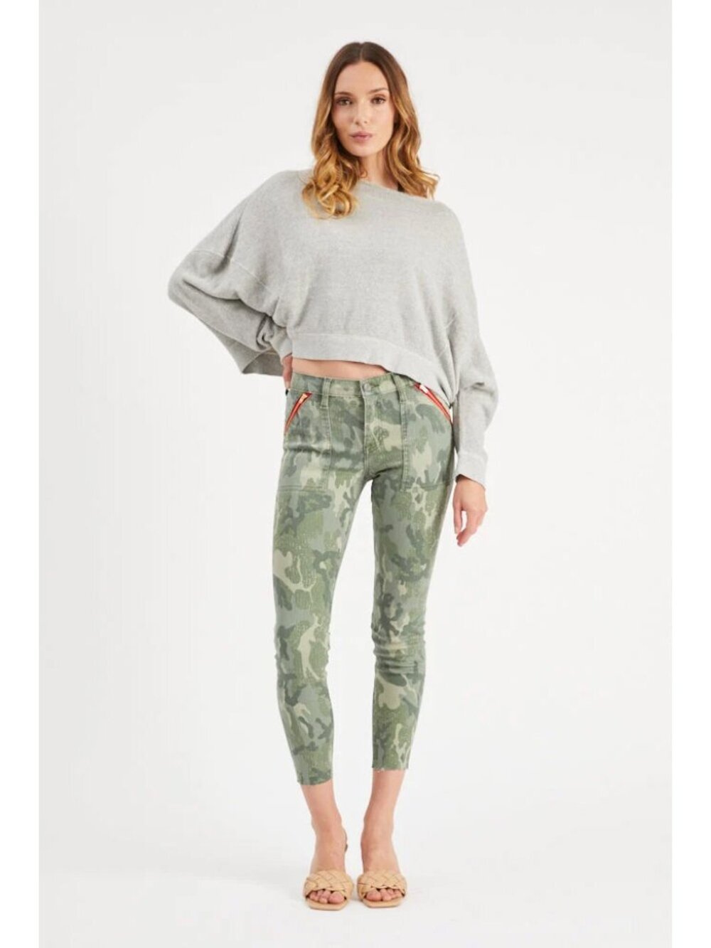 Etienne Marcel Camo Skinny Jeans Red Zipper Moto 29